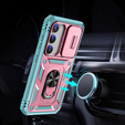 Pouzdro pro Samsung Galaxy S23 Plus, CamShield Slide, růžové/ zelený