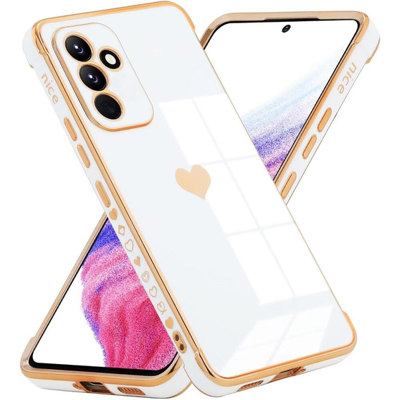 Pouzdro pro Samsung Galaxy A15 4G / 5G, Electro heart, bílé + Full Glue Ceramic Glass