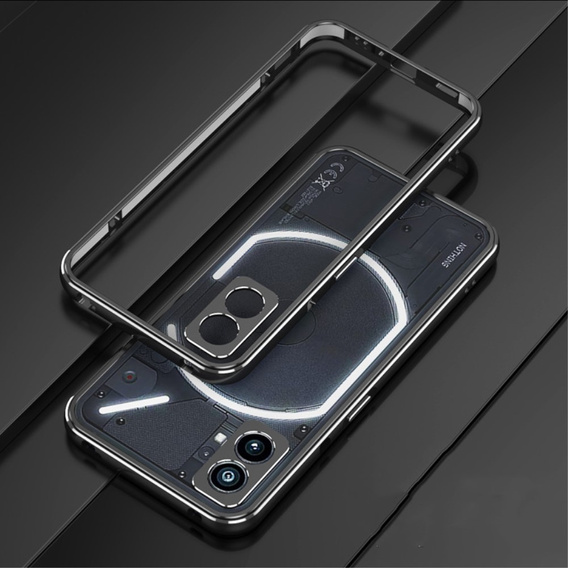 Pouzdro pro Nothing Phone 2a, Armor Bumper, s krytem objektivu, černá / stříbrná