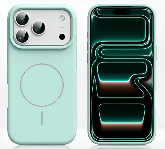 Silikonové pouzdro pro iPhone 17 Pro, pro MagSafe, proti nárazu, zelené