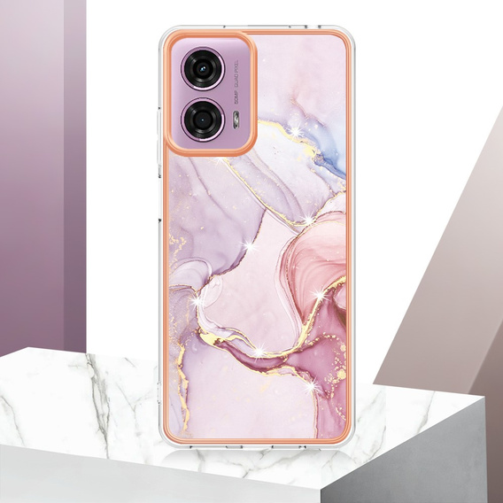 Ochranné pouzdro pro Motorola Moto G24 / G24 Power / G04, Marble Slim Case, růžové