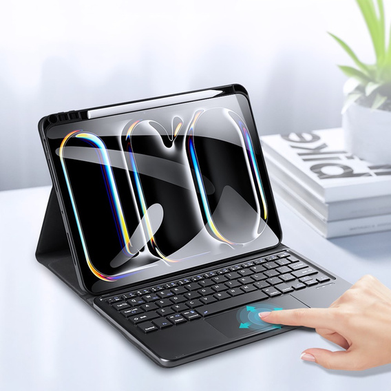 Pouzdro + klávesnice Apple iPad Pro 11" 5 gen. 2024, Dux Ducis TouchPad Leather Pen Slot, černé