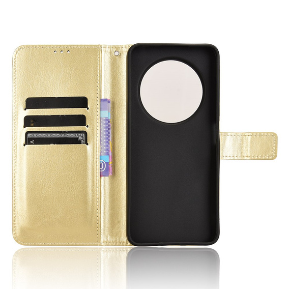 Klopové pouzdro pro Xiaomi Redmi 14C / Xiaomi Poco C75, Crazy Horse Wallet, zlaté