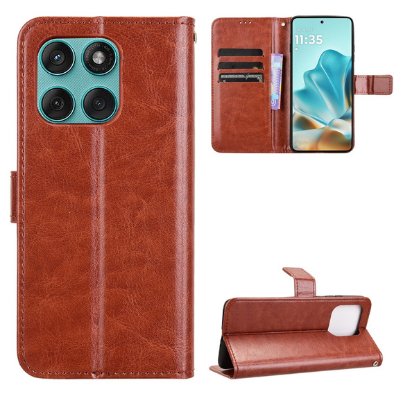 Klopové pouzdro pro Motorola Edge 60 / 60 Fusion, Crazy Horse Wallet, hnědé
