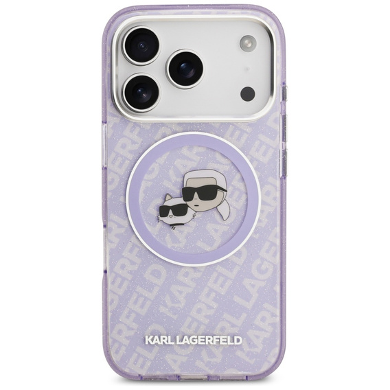 Pouzdro Karl Lagerfeld IML Glitter Karl & Choupette Heads Logo MagSafe pro iPhone 17 Pro