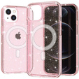 Pouzdro pro iPhone 14, Dropproof MagSafe Glitter, růžové