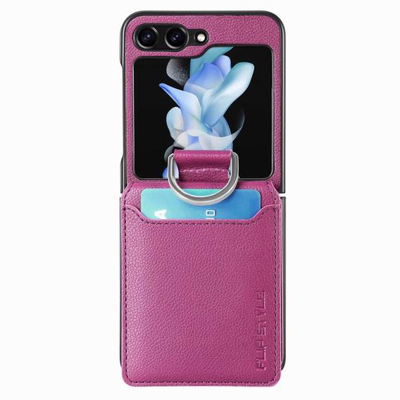 Pouzdro pro Samsung Galaxy Z Flip7 FE / Z Flip6, Card Slot Ring Case, fialové