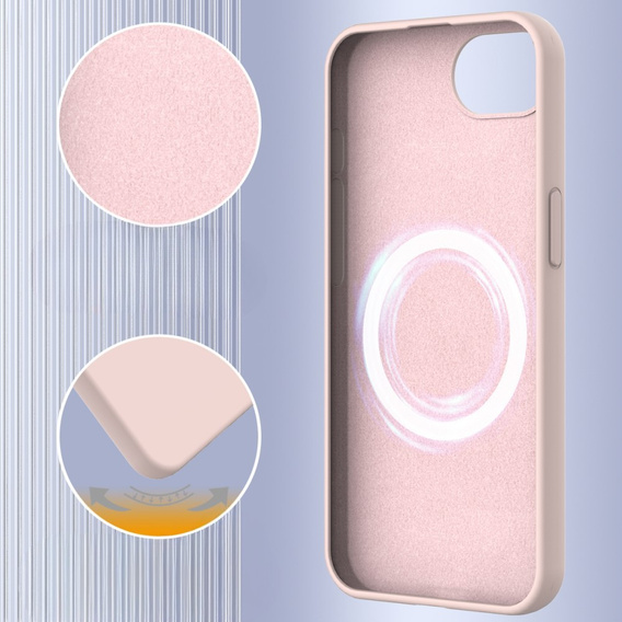 Pouzdro pro iPhone 16e, Silicone MagSafe, růžové