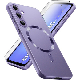 Pouzdro pro Samsung Galaxy A36, ColorMag, pro MagSafe, fialové + tvrzené sklo 9H