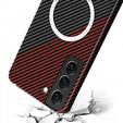 Pouzdro pro Samsung Galaxy S23, Magsafe Slim Carbon, černá / červená