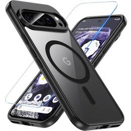 Pouzdro pro Google Pixel 9 Pro, pro MagSafe, ERBORD Matt Case, černý + sklo na displej