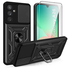 Pancéřové pouzdro pro Samsung Galaxy A26, CamShield Slide, černé + tvrzené sklo 9H