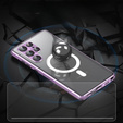 Magnetické pouzdro Dual Glass MagSafe pro Samsung Galaxy S23 Ultra, fialové