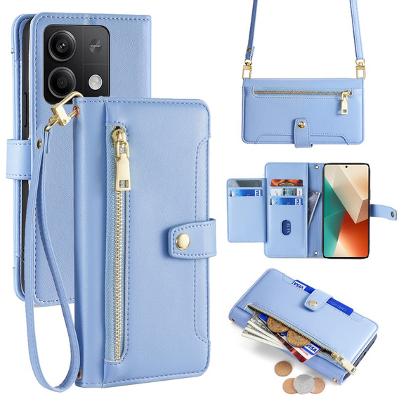 Klopové pouzdro pro Xiaomi Redmi Note 13 5G, Wallet Zipper Pocket, modré