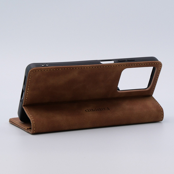 Pouzdro pro Xiaomi Redmi Note 12 5G / Poco X5 5G, ERBORD Vintage peněženka s klopou, hnědé