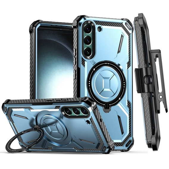 Pouzdro pro Samsung Galaxy S23 Plus, Heavy Duty Ring Belt Clip, modré