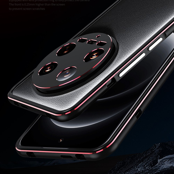 Pouzdro pro Xiaomi 14 Ultra, Armor Bumper, s krytem objektivu, černá / červená