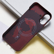 Pouzdro pro iPhone 16, Aramid Fiber MagSafe, červené
