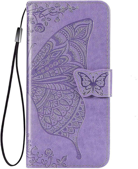 Klopové pouzdro pro Oppo Reno 14F, peněženka, Butterfly, fialové