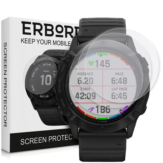 3x ERBORD Hydrogelová fólie pro Garmin Fenix 6X/6X Pro