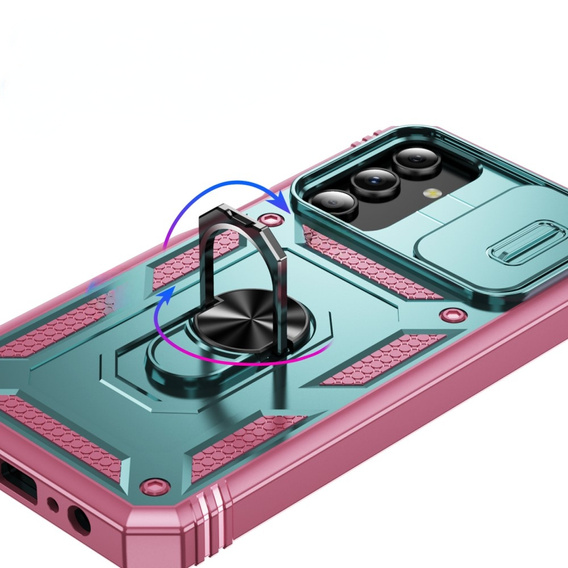 Pouzdro pro Samsung Galaxy S24+ Plus, CamShield Slide, zelená / růžová 