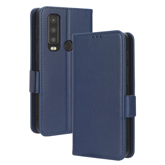 Klopové pouzdro pro Cat S75 5G, Wallet Litchi Magnet, námořnicky modré