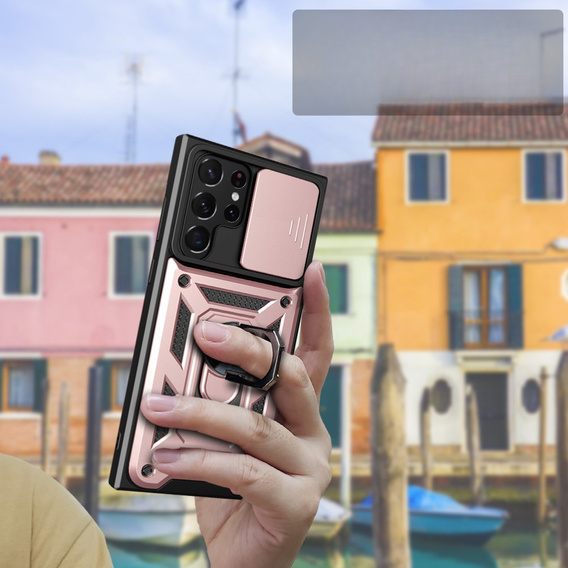 Pouzdro pro Samsung Galaxy S23 Ultra, CamShield Slide, růžové rose gold