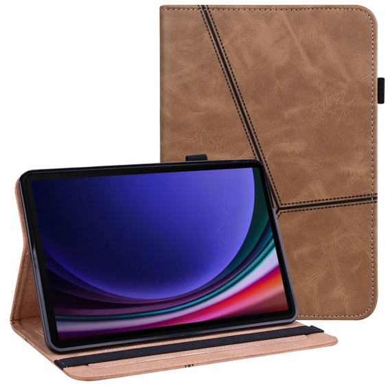 Pouzdro pro Samsung Galaxy Tab S10 Lite / S10 FE / S9 FE / S9, Classic, s prostorem pro stylus, hnědé