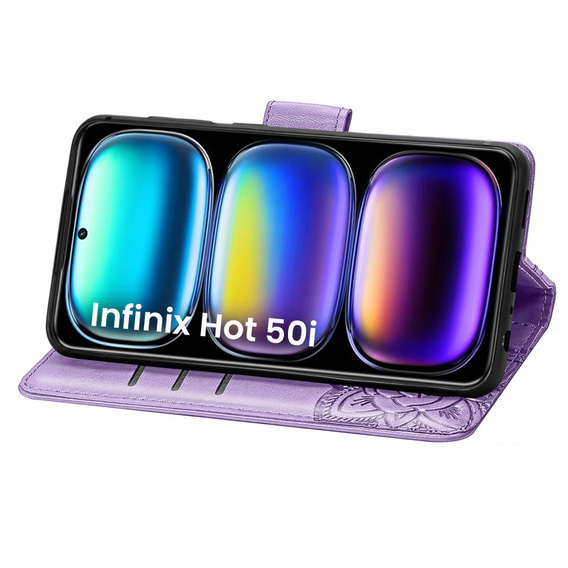 Klopové pouzdro pro Infinix Hot 50i 4G, Butterfly, fialové