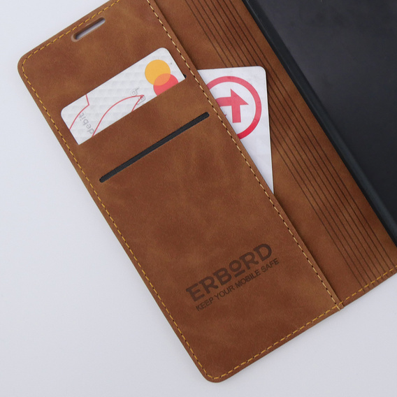 Pouzdro pro Xiaomi 13 lite, ERBORD Vintage peněženka s klopou, hnědé