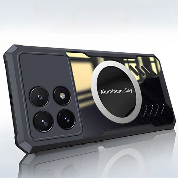 Pouzdro pro Xiaomi Poco F6 Pro, s magnetickou fólií, transparentní / černé