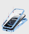 Pouzdro pro iPhone 16E, Shockproof, se sklem, pro MagSafe, modré