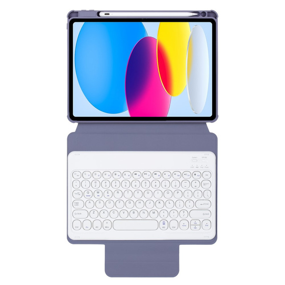 Pouzdro s klávesnicí pro iPad 11" 2025 A16 (11 gen.) / iPad 10.9" 2022 (10 gen.), Rotary 360° Leather, fialové