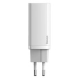 Baseus GaN2 Lite 65 W USB-C + USB-A síťová nabíječka, bílá (EU)