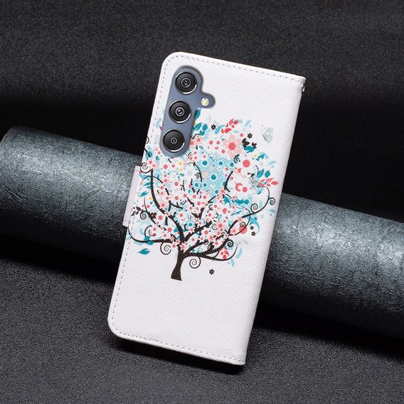 Klopové pouzdro pro Samsung Galaxy M34, Wallet, colorful tree, bílé