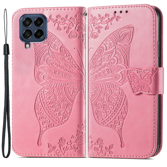Klopové pouzdro pro Samsung Galaxy M53 5G, Butterfly, růžové