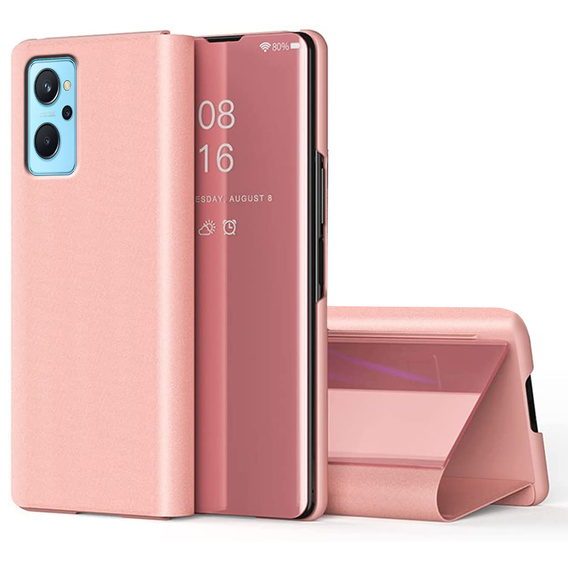 Pouzdro pro Realme 9i / Oppo A96, Clear View, růžové rose gold