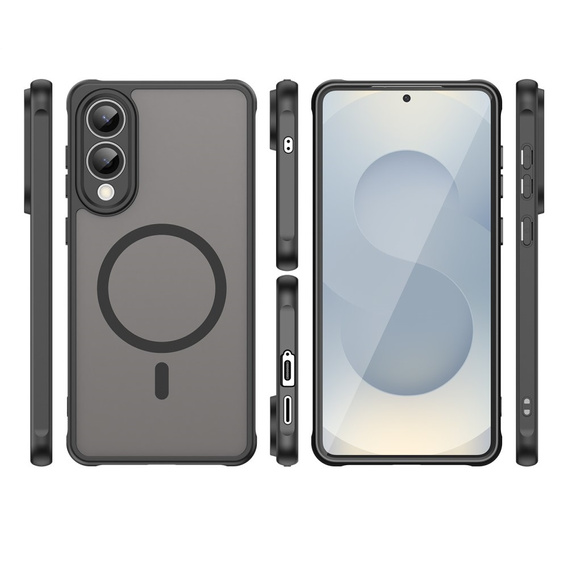Pouzdro pro Samsung Galaxy S25 Edge, Kickstand Matt Case, pro MagSafe, černé + sklo na displej