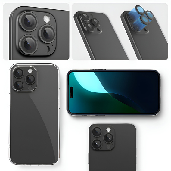 ERBORD OPTIK Pro tvrzené sklo pro fotoaparát iPhone 16 Pro / 16 Pro Max, černé