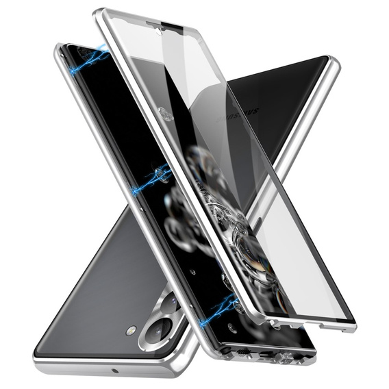 Pouzdro pro Samsung Galaxy S23, Magnetic Dual Glass, stříbrné
