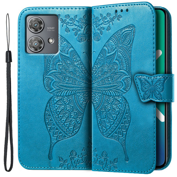 Klopové pouzdro pro Motorola Edge 40 Neo, Butterfly, modré