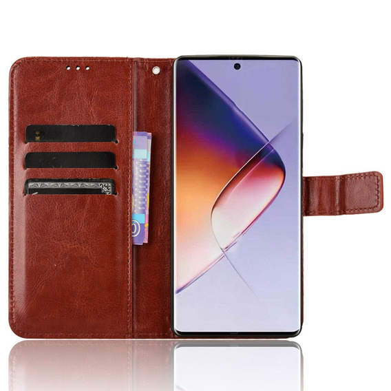 Klopové pouzdro pro Infinix Note 40 Pro Plus, Crazy Horse Wallet, hnědé