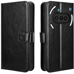 Klopové pouzdro pro Nothing Phone 3A, Crazy Horse Wallet, černé