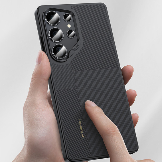 Pouzdro BENKS Kevlar pro Samsung Galaxy S25 Ultra, pro MagSafe, Carbon Fiber, černé