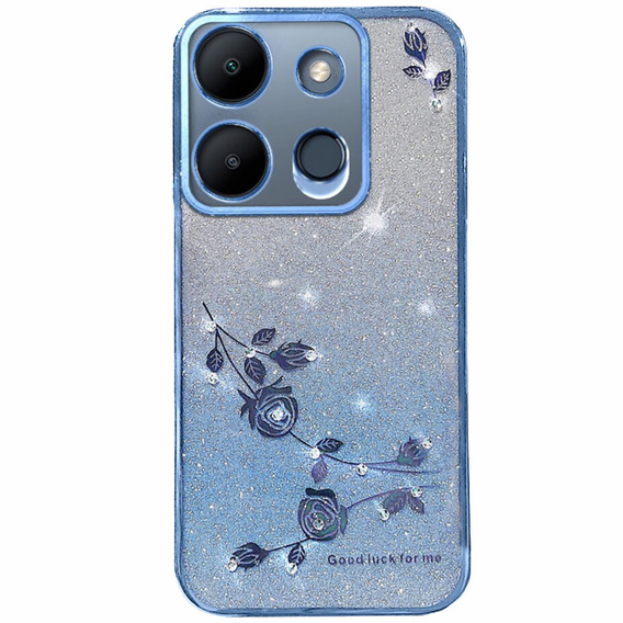 Pouzdro pro Infinix Smart 7 4G, Glitter Flower, modré