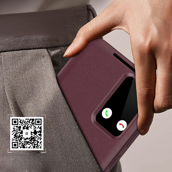 Flipové pouzdro pro Samsung Galaxy S25 Edge, Smart View Wallet, kaštanové
