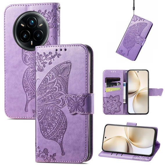 Klopové pouzdro pro Realme 14 Pro 5G, Butterfly, fialové