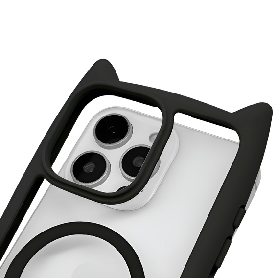 Pouzdro pro iPhone 16 Pro, pro MagSafe, Cute Cat, černé + sklo na displej