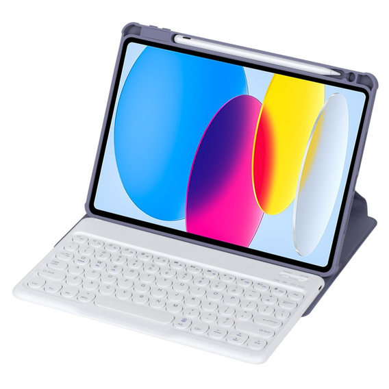 Pouzdro s klávesnicí pro iPad 11" 2025 A16 (11 gen.) / iPad 10.9" 2022 (10 gen.), Rotary 360° Leather, fialové