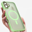 Pouzdro pro iPhone 16 Plus, pro MagSafe, ERBORD Matt Case, světle zelené + sklo na displej